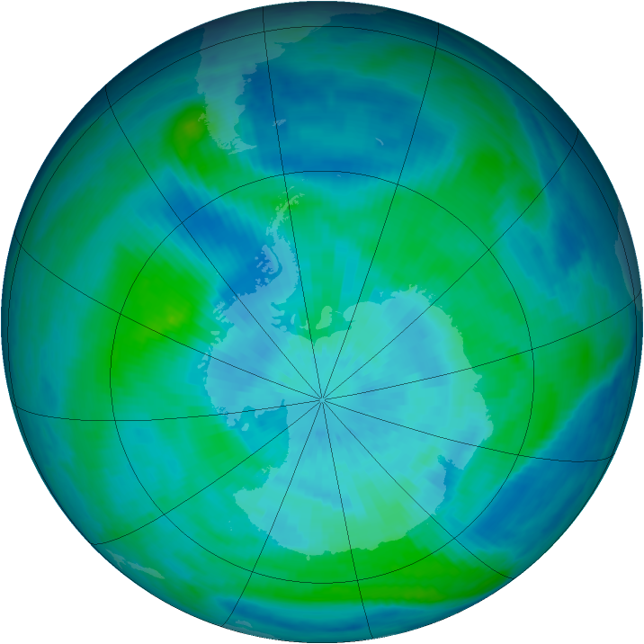 Antarctic ozone map for 18 March 1998